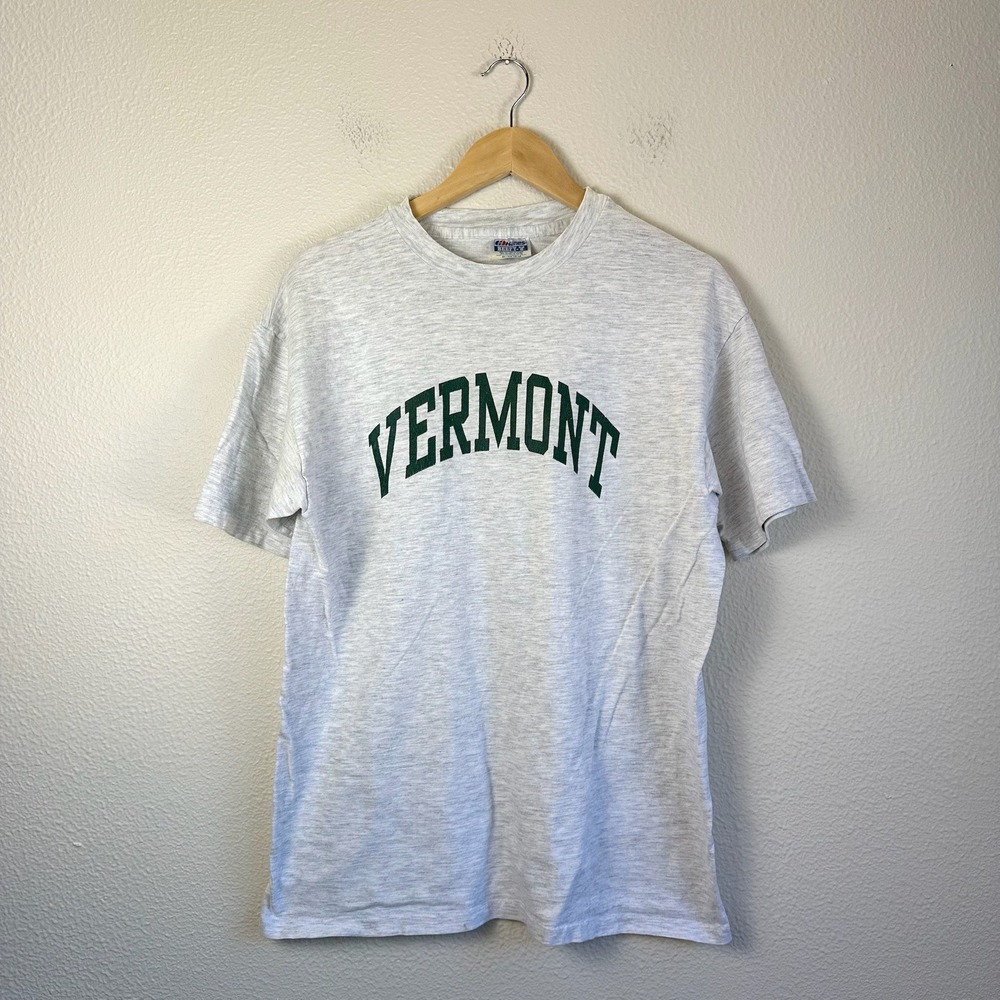 Hanes Beefy-T Vermont T-Shirt Mens XL Gray Good Vintage Graphic Made in USA